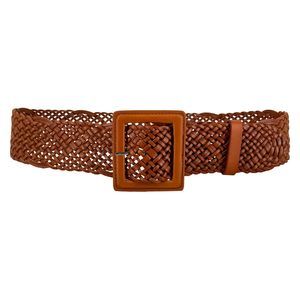 Women Handwoven Wide Braided Full Grain Leather Concho Belt (tan, Fits Up To🫱